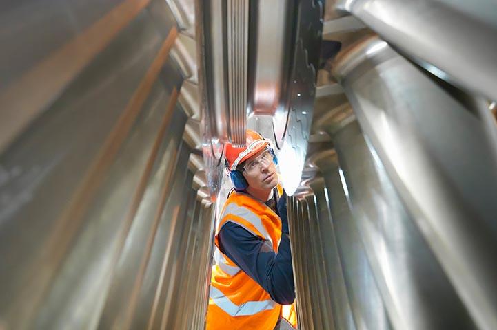 engineer working on power turbine